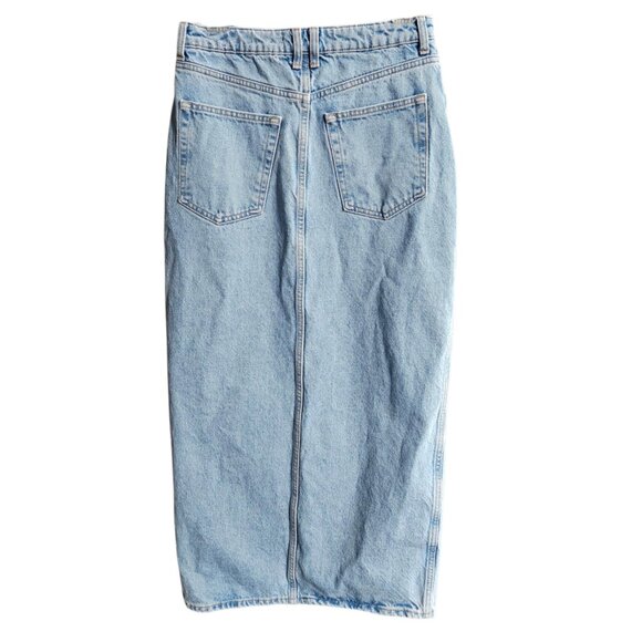 Mango MNG Women's Medium Wash Slit Denim Straight Maxi Skirt Timeless Size S - Picture 3 of 16